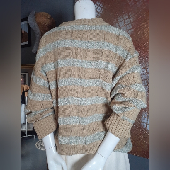 Zara Cotton Blend Oversized Striped Sweater - Picture 3 of 12
